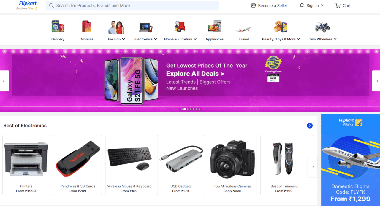 Flipkart home page
